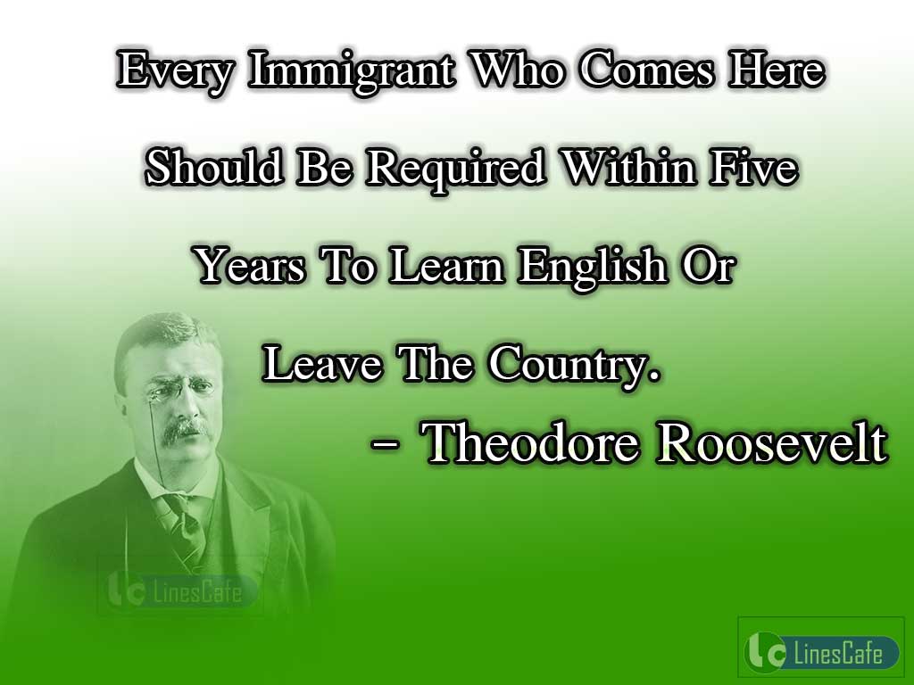 Theodore Roosevelt's Quotes About Immigrant