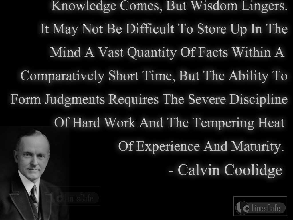 Calvin Coolidge's Quotes On Hard Work And Experience